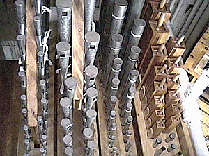 Left to right, the Orchestral Oboe, Oboe Horn, Quintadena and Tibia Clausa.